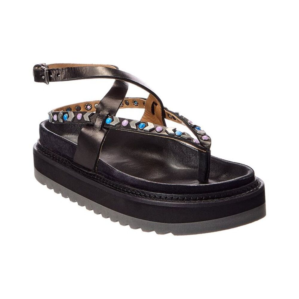 Isabel Marant Elham Leather Sandal, Black